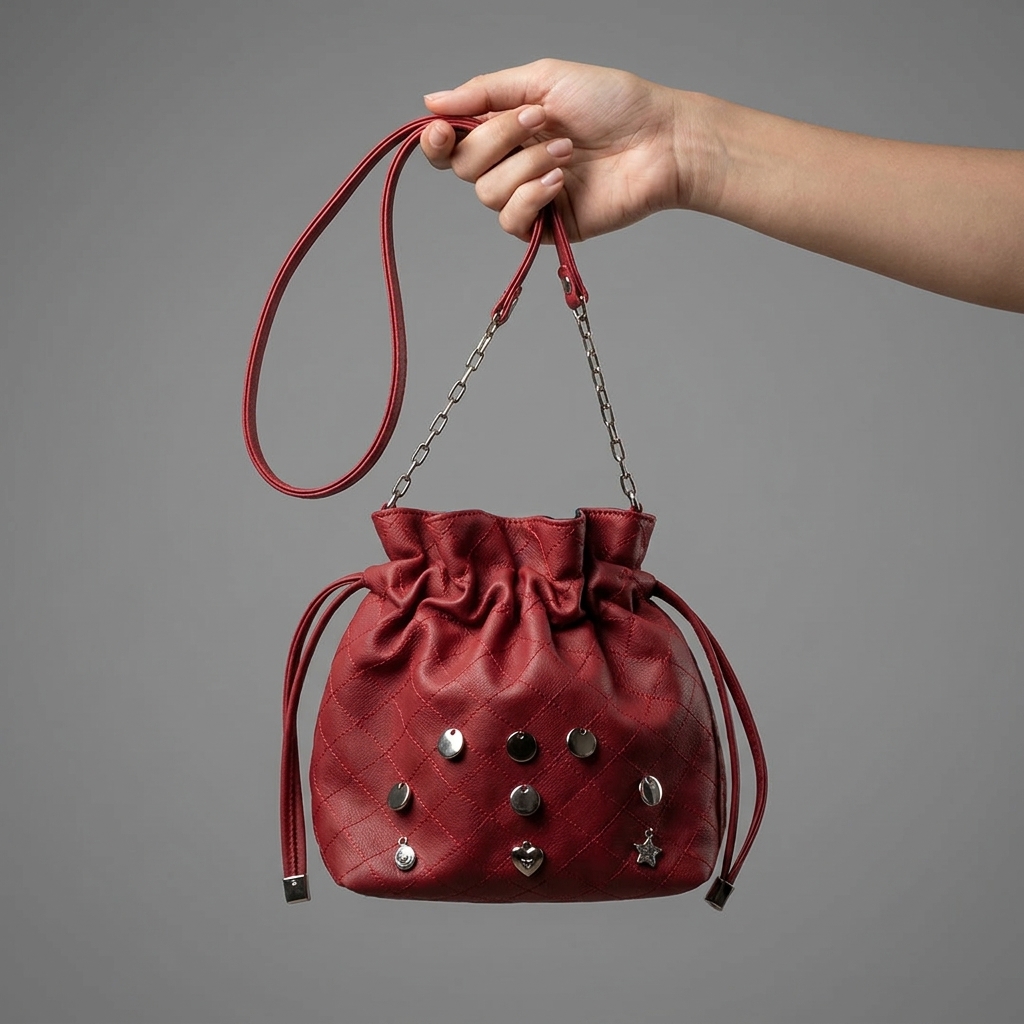 bolsa boho bucket bag cereja
